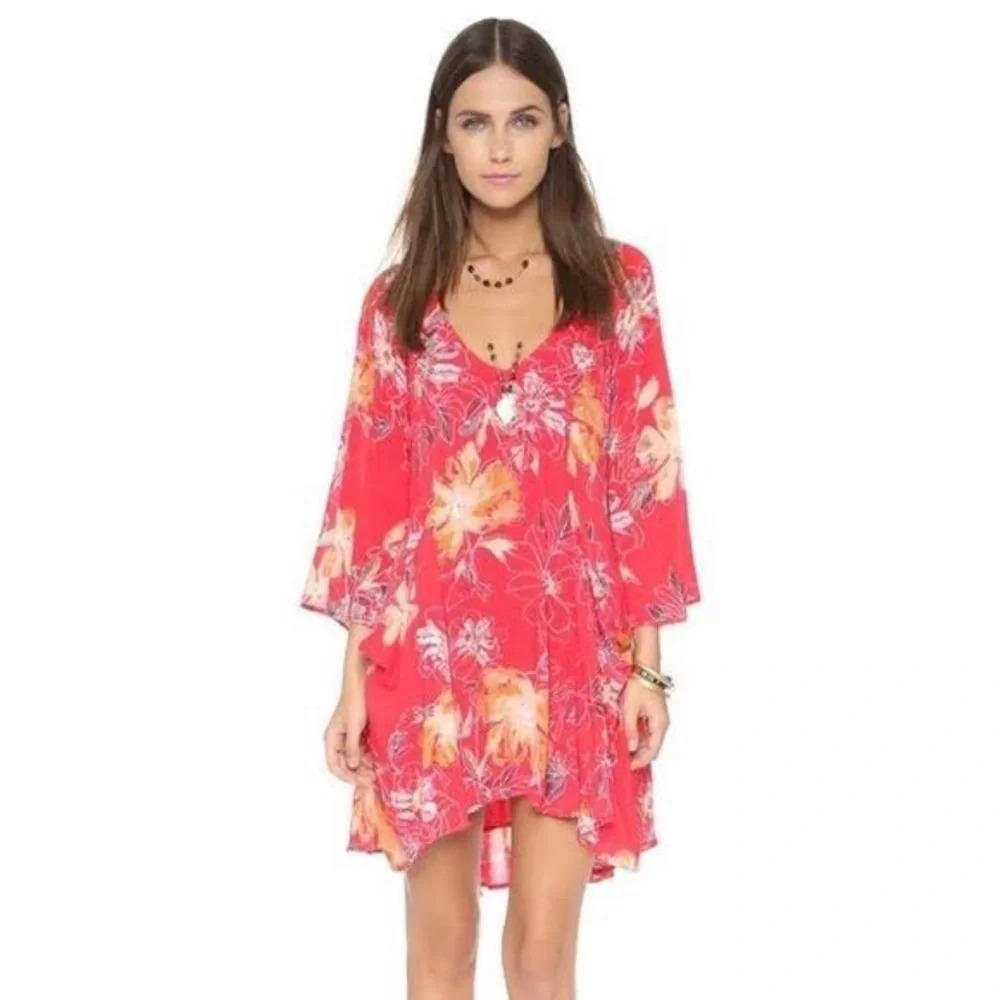 Free People Flora Red Swing Dress Sz S